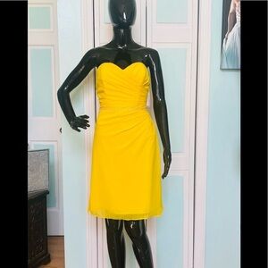 Size 4 Canary Yellow Sunflower Chiffon Cocktail HOCO Bridesmaid dress